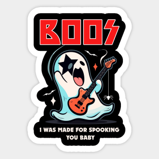 Funny Retro Rock Sheet Ghost Men Kids Women Halloween Sticker